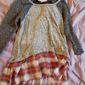Scrapbook high low tunic top Anthropologie plaid